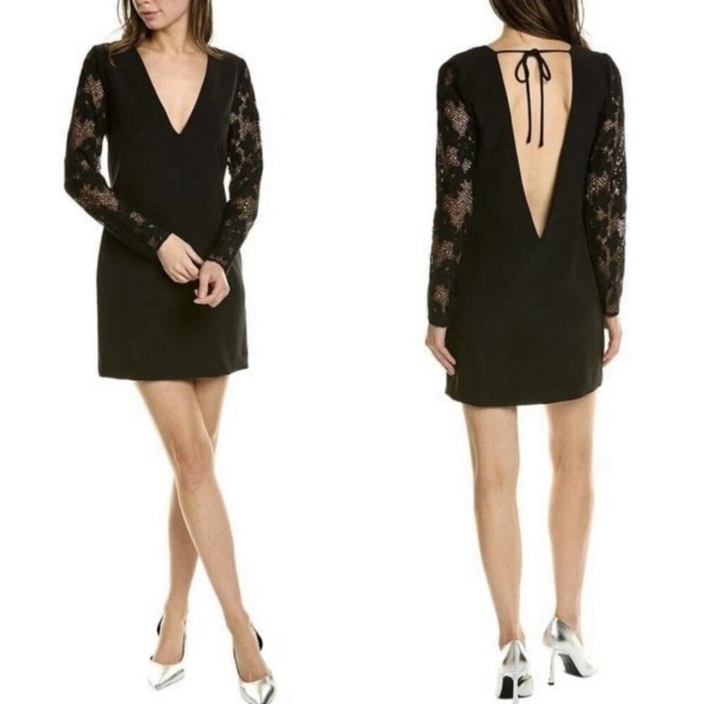 The Kooples Deep V-Neck Sheath Dress Black Lace Size Small New With Tags